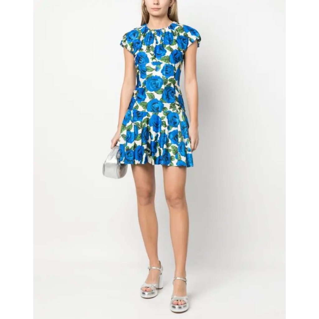New Philosophy Di Lorenzo Serafini Blue Floral Short Sleeve Dress Size It 40